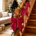 thumbnail image 6 of Red Christmas Bows Outdoor Decorations, Large Christmas Tree Topper Bow, Pre-Tied Velvet Fabric Wreath Bow Hanging Ribbon Bow for Xmas Home Front Door Party Holiday Decor, 6 of 7