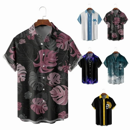 

Unisex Beach Button Down Polo Shirts Novelty Party Blouses Size 100-170/XXS-8XL
