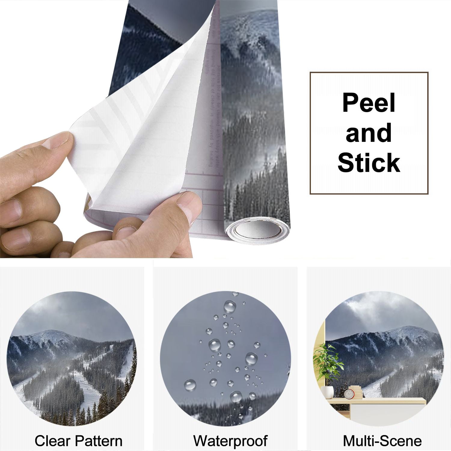 Peel and Stick Wallpaper winter park ski area skiings Modern Art Wall Mural Decor Self Adhesive and Removable 69in x 98in