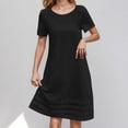 thumbnail image 2 of Robes d'Été Plissées pour Femmes Décontractées en Coton et Lin Robe Midi Tnuic Élégante à Manches Courtes Robe T-Shirt, 2 of 6