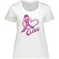 thumbnail image 3 of Inktastic Cure- Breast Cancer Awareness Pink Ribbon Women's Plus Size T-Shirt, 3 of 5