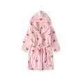 thumbnail image 4 of Girls Hooded Bathrobe Strawberry Pattern Flannel Soft Warm Pockets Belt Robe Pyjamas Sleepwear Kids Spring Clothes, 4 of 5