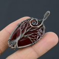 thumbnail image 3 of Natural Tree Of Life Mozambique Garnet Copper Wire Wrap Pendant 2.32", 3 of 4