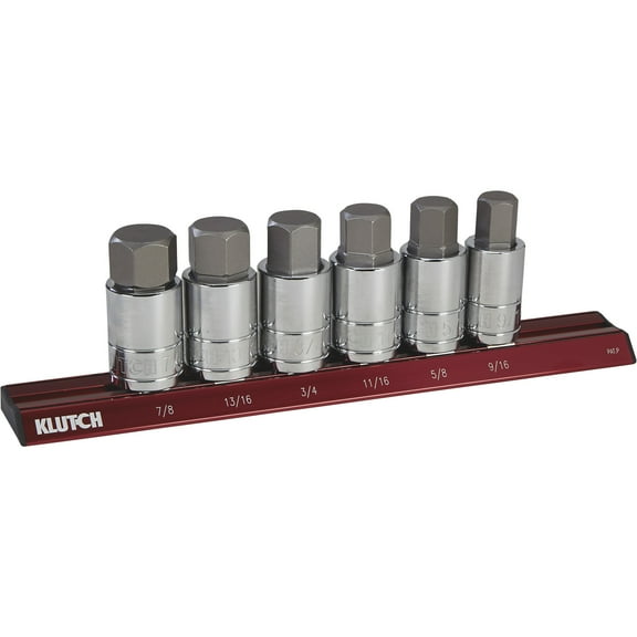 Klutch SAE Hex Bit Socket Set, 6-Pc.