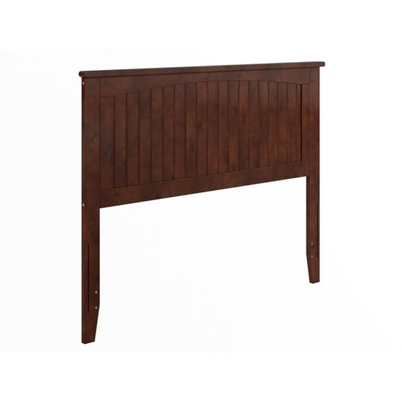 Pemberly Row Full Coastal Solid Wood Panel Headboard in Walnut