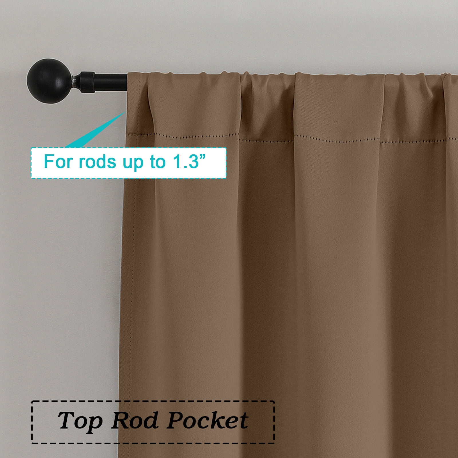 Patin Brown Blackout Curtains for Bedroom 90 Inches Long 2 Pcs, Rod Pocket Room Darkening Window Curtains, Privacy Thermal Insulated Drapes for Living Room Dining Room, Each Panel 50" W x 90" L