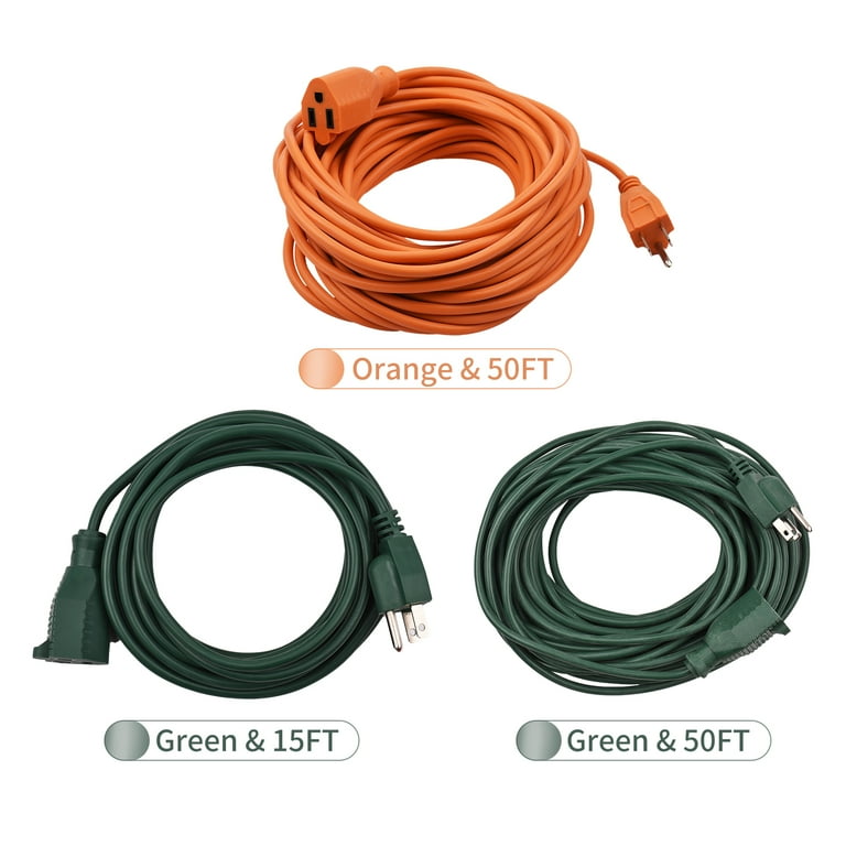 50FT AC Power Electric Outdoor Extension Cord 12 AWG 3 Prong 125V