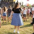 thumbnail image 3 of Agnes Orinda Women's Plus Size Outfits Fashion Tie Waist A Line Midi Denim Skirt 1X Grey Blue, 3 of 8