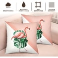 thumbnail image 2 of Flamingo Throw Pillow Covers 16x16 Set of 2 Tropical Leaves Pink Flamingo Pillow Cases Modern Geometry Abstraction Palm Leaf Pillowcase Summer Farmhouse Decor for Home Couch Sofa, 2 of 6