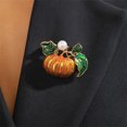 thumbnail image 5 of Pumpkin Brooch Pin - Gold Tone Enamel, Halloween Thanksgiving Accessory for Women, 5 of 6