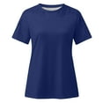thumbnail image 4 of kakina CMSX Tshirts Shirts for Women Graphic T-Shirt for Women Ladies Solid Short Sleeve Pullover Lace Tops Shirts Blouses Business Spring Dark Blue, L, 4 of 5