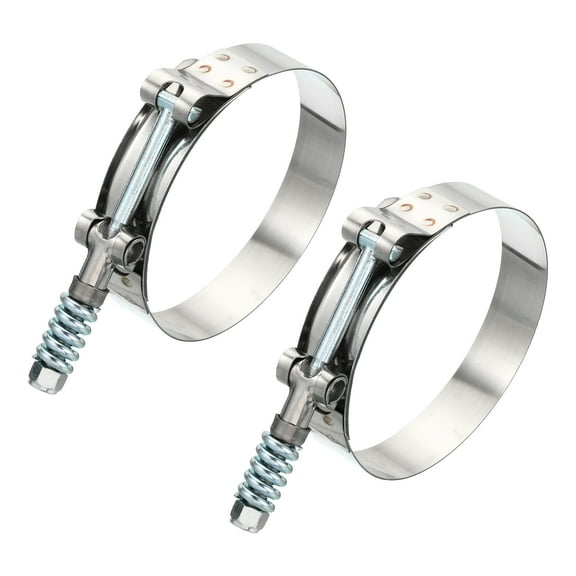Uxcell T-Bolt Hose Clamps with Spring, 2 Pack Stainless Steel Adjustable Worm Hose Clamp for 3" Hose ID