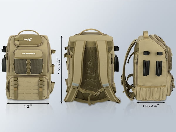 KastKing Karryall  Tackle Backpack with Rod Holders 4 Tackle Tray,Fishing Bag Storage Fishing Gear- Khaki