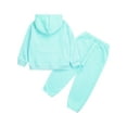 thumbnail image 5 of Sholeno Kids Boys Girls Solid Color SweatSuit Sports Warm Outfit Long Sleeves Hooded Hoodie Light Blue 130, 5 of 9