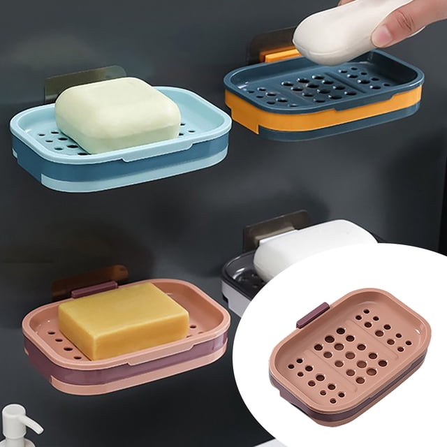 WHEANG Clearance Shower Soap Rack Self Adhesive Soap Rack for Shower Wall Bathroom Kitchen Wall Soap Tray Wall Mounted Drain Rack