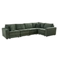 thumbnail image 2 of AENKYO 5-Seat Oversized Sectional Sofa Bed L-Shaped Convertible Sleeper Couch with Detachable Cushions Corduroy Fabric Living Room, Large Spaces - Green, 2 of 8
