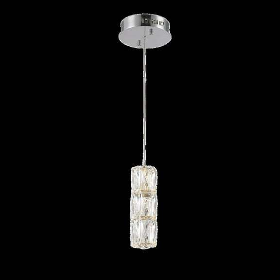 Elegant Lighting Polaris Elegant Cut Crystal LED Pendant in Chrome