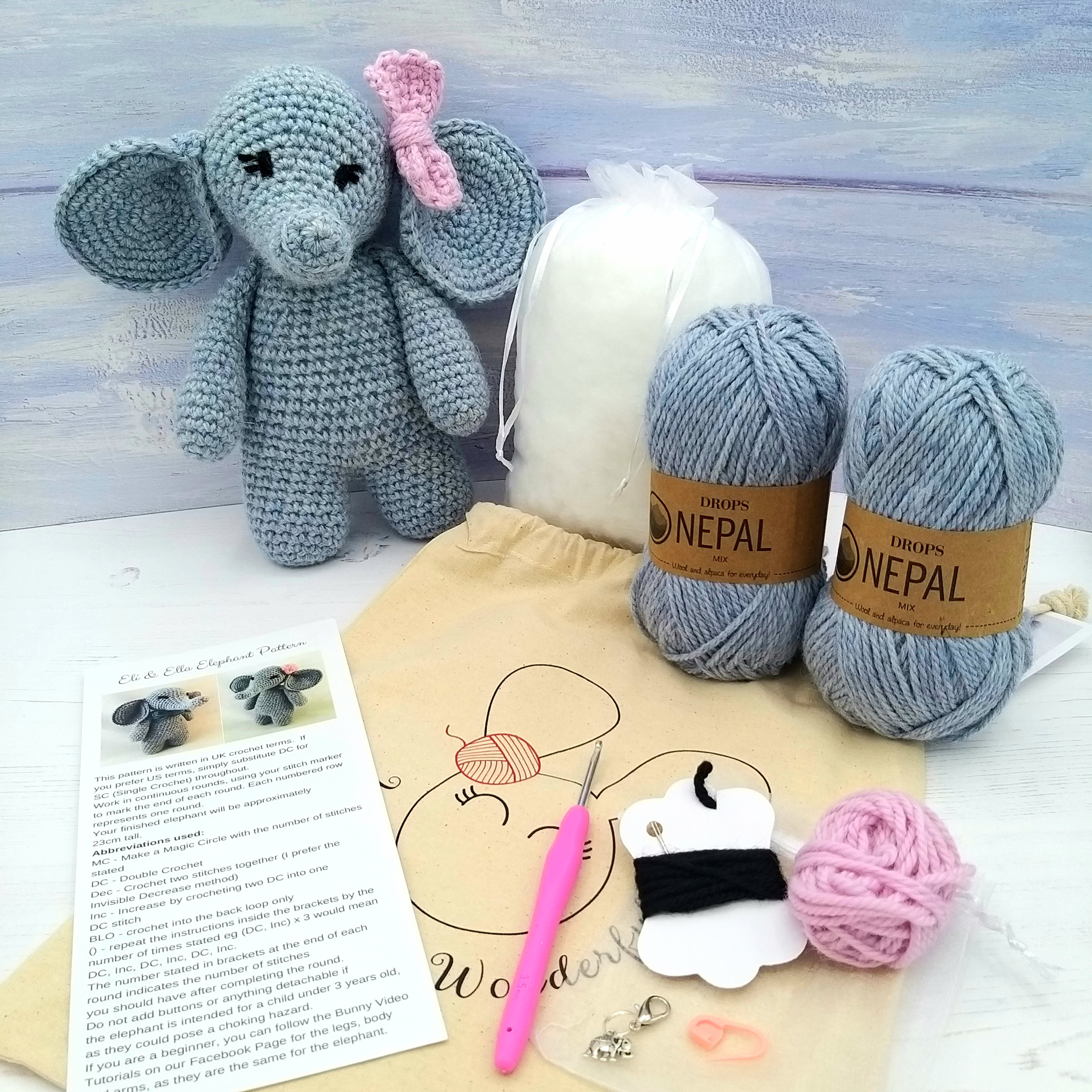 Crochet Kit - Ella the Elephant Complete Beginner Crochet Kit