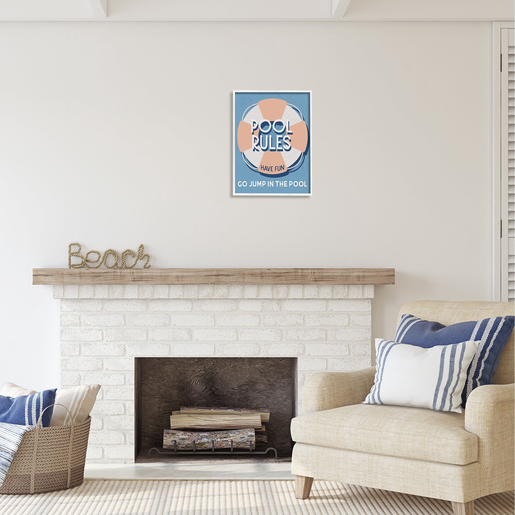 Stupell Industries Vintage Pool Rules Nature Painting White Framed Art Print Wall Art, 16 x 20
