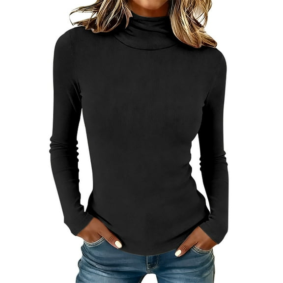 WTXUE Women's Base Layers Turtleneck Long Sleeve Shirts Tank Tops Slim Fit Stretchy Layer Tee Shirts Fall Trendy Basic Thermal Underwear Tops Soft Casual Undershirts Black L