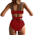 thumbnail image 4 of Bikini Sets for Women 2 Piece Push-Up Tankini Swimsuits Womens Trendy Color Block Tie-Back Tops High Waisted Shorts Hawaiian Beach Bathing Suits, 4 of 6