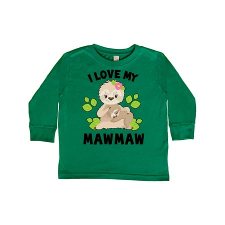 

Inktastic Cute Sloth I Love My Mawmaw with Green Leaves Gift Toddler Boy or Toddler Girl Long Sleeve T-Shirt