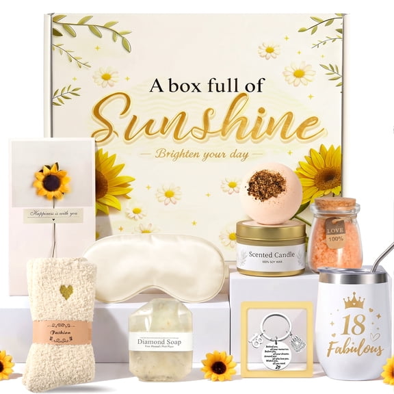 WKTRSM 18th Birthday Gifts for Women, Relaxing Spa Gift Box Basket, Happy 18 Year Old Birthday Pamper Self Care Gifts Set for Her Mom Sister Best Friend Wife, Unique Happy Birthday Present