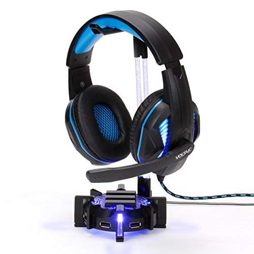 Enhance Gaming Headset Stand Headphone Holder With 4 Port Usb Hub Customizable Led Lighting Flexible Acrylic Neck Universal Hanger With Weighted Base For Desktop Audio Organization Walmart Com Walmart Com