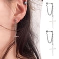 thumbnail image 3 of Cross Chain Earrings Super Cool Dark Series Female Chain Cross Earrings, 3 of 8