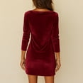 thumbnail image 5 of Robe en Velours à Manches Longues, Mini Bodycon à Col Montant Uni, Robe d'Automne et d'Hiver pour Soirée, Fête de Noël et Occasion Spéciale, 5 of 5