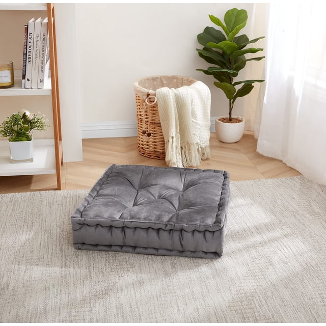 Almohada de suelo Sweet Home Collection, grande, cuadrada, gris, 6 pulgadas