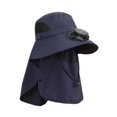 thumbnail image 2 of Sombrero con ventilador solar Strade Fareast Limited para exteriores con solapa para cubrir el cuello y la cara Azul oscuro, 2 of 8