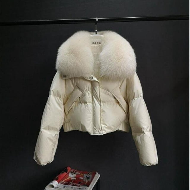 Parka de plumón de piel grande para mujer, abrigos cálidos de invierno, chaqueta acolchada, Parka de nieve impermeable con piel sintética extraíble, prendas de vestir exteriores