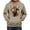 Khaki, variant on Men's Floral Cattle Print Hooded Sweatshirt Autumn Winter Warm Long Sleeve Casual Pullover Top Comfortable Soft Fabric