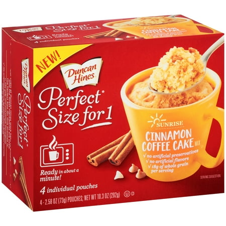 Duncan Hines Perfect Size for One Sunrise Cinnamon Coffee Cake Mix, 4-2.58 oz (Best Overnight Coffee Cake)