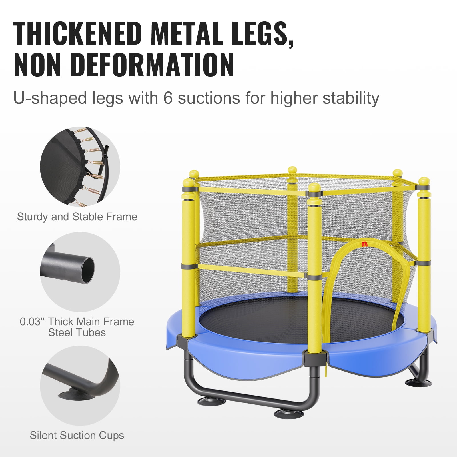 BENTISM Trampoline for Kid's with Enclosure Net and Balls, Blue, 46.46" x 60.00" x 60.00"