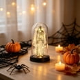 thumbnail image 5 of Halloween Decorations Indoor LED Light Up Glowing Cute White Girly Ghost in Glass Dome Battery-Operated Halloween Tabletop Decor for Shelf Mantel Spooky Party Display, 5 of 6