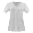 thumbnail image 4 of Harpily Womens Tops Women Summer Lace V Neck Plain Lace Elegant Shirt Fashion Solid Color Elegant Blouse Short Sleeve Comfy Soft Tee, 4 of 4