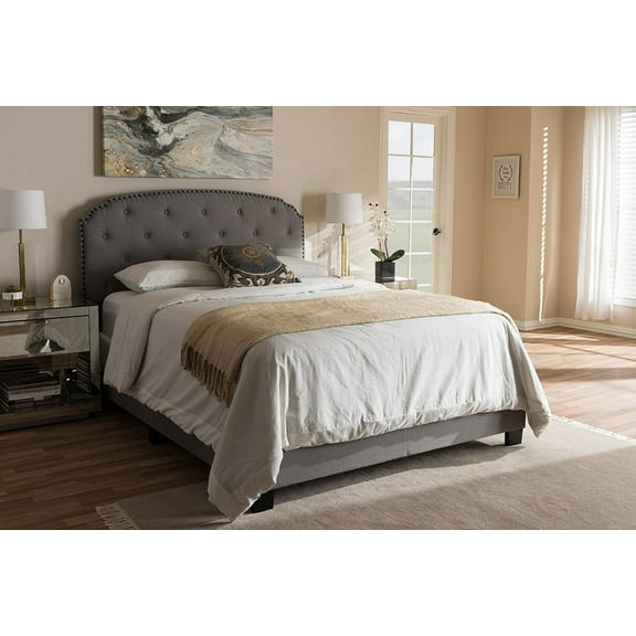 Baxton Studio Lexi Light Grey Fabric Upholstered Queen Size Bed