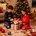 thumbnail image 4 of HYCLES Kids Christmas Pajamas Sets Santa Claus Dinosaur Sleepwear Long Sleeve PJS Set 2-12 Years for Boys Girls, 4 of 6