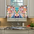 thumbnail image 2 of Yayeee Kitchen Curtains Tier Pair Light Filtering 27"x36" Rod Pocket Short Cafe Window Panel, Abstract Painting, 2 of 7