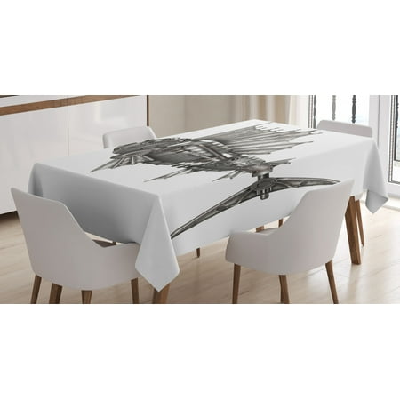 

Steampunk Tablecloth Mechanical Animal Photo of Steampunk Style Sailfish Designed with Wheels Rectangular Table Cover for Dining Room Kitchen 52 X 70 Inches Grey and White by Ambesonne