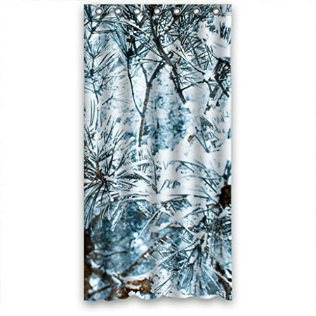 Gray Shower Curtain Fabric HelloDecor White Snow On Pine Tree Gray Shower Curtain Polyester Fabric Bathroom Decorative Curtain Size 36x72 Inches ()
