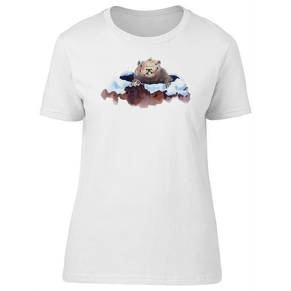 Happy Groundhog Day, Cute Animal T-Shirt Women -Image by Shutterstock, Female Large