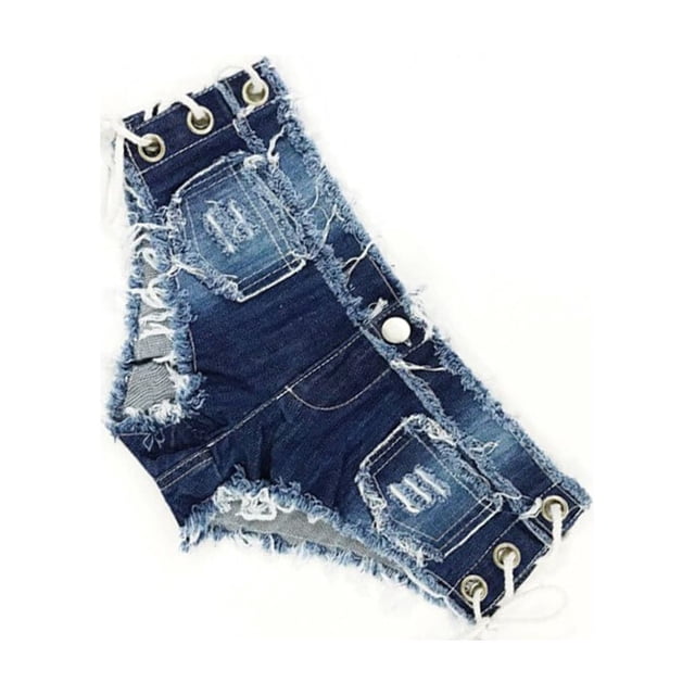 Qarigey Pantalones cortos transpirables para mujer, pantalones de moda de vendaje Sexy de algodón, pantalones de cintura baja, Mini pantalones vaqueros Prendas para la parte inferior del cuerpo S Qarigey AP012030-01