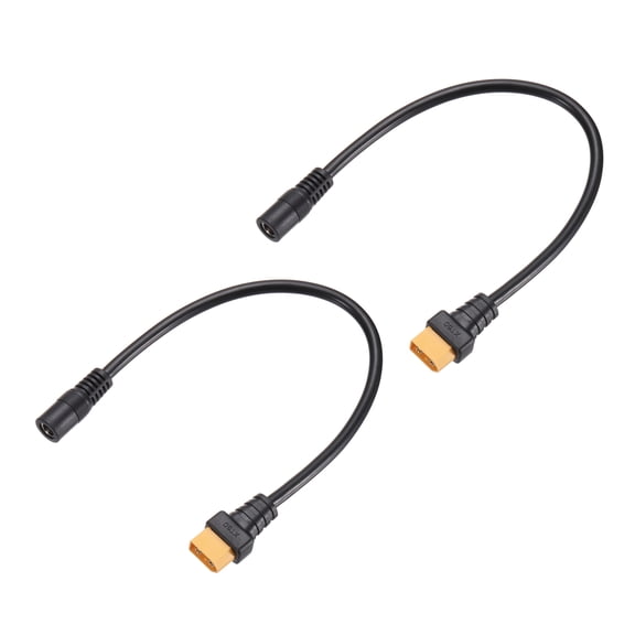 Uxcell 2 Pcs XT60 Adapter Cable, XT60 Male to DC5521 Female 5.5 x 2.1mm Connector Cable for Portable Power Station, Solar Panel, Solar Power Generator