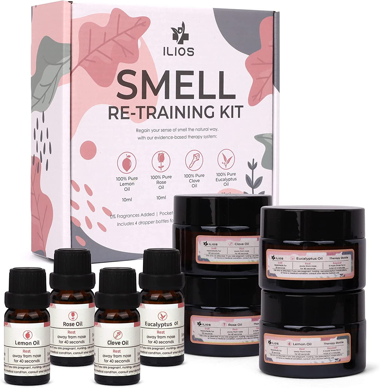 Ilios Olfactory Smell Training Kit, 4 Essential Oils, All Natural