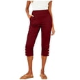 thumbnail image 2 of Hvogkswy Women Capri Pants High Waisted Solid Color Casual Straight-Leg Pants Comfy Breathable Summer Leisure Homewear Capri Pants, 2 of 8