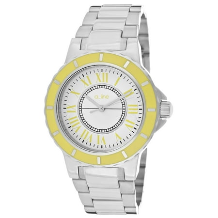 a line Marina Stainless Steel White Dial Yellow IP Steel Bezel Watch