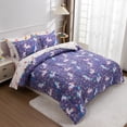 thumbnail image 6 of Btargot 5Pcs Floral Unicorn Bedding Set for Girls Purple Rainbow Flower Unicorn Comforter Set Full, 6 of 14